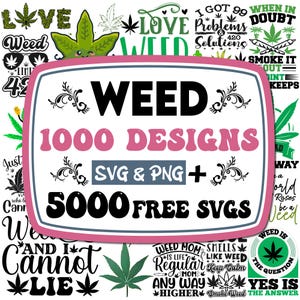 Ensemble SVG Weed | Svg de marijuana | Ensemble SVG feuille de cannabis | Svg de citations contre les mauvaises herbes|Stoner Svg | Bundle PNG contre les mauvaises herbes|Svg fumer|Svg hippie pour Cricut