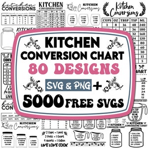 Küche Umwandlungstabelle SVG | Küchen-Chart-Svg | Küchenmaße geschnitten Datei | Küche geschnitten Datei | Küche Png |Küche Spickzettel |
