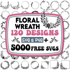 Krans Svg-bundel | Bundel bloemenkrans | Lauwerkrans svg | Bloem-svg | bloemen-svg | Cirkelframe svg | Bloemenkrans svg | png