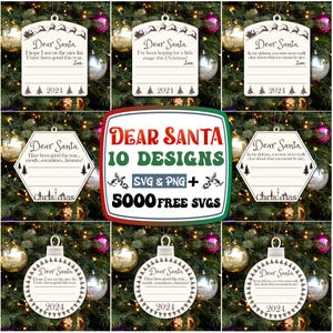 Simpatico personalizzabile Caro Babbo Natale Scrittura a mano Ricordo Ornamento di Natale File digitale tagliato al laser / Firma il tuo nome / Ornamento annuale