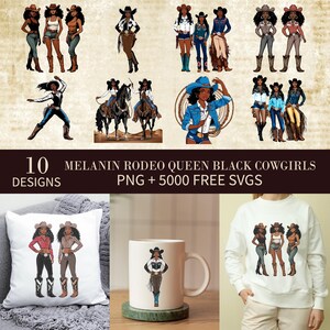 Melanin Rodeo Queen Black Cowgirls Png, Black Country Girl Sublimation Design, Black Girl Rodeo PNG, African American Western Png, Digital