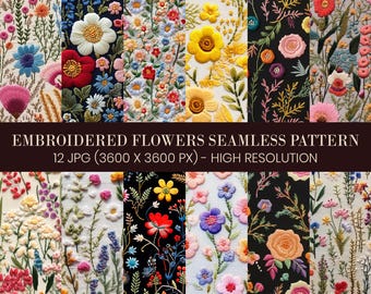 Handgestickte Blumenmuster-Bündel: Rose Stickmotive (Digitaler Download)