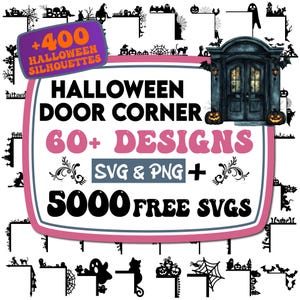 Svg de coin de porte Halloween | Svg de bordure de porte Halloween | Svg maison effrayante | Décoration d'Halloween | Accroche-porte Halloween svg | PNG d'Halloween