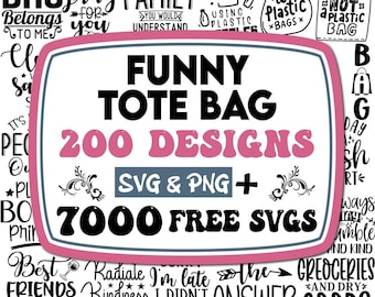 Pacchetto di divertenti tote bag in formato SVG / Citazioni su tote bag in formato SVG / Detti su tote bag in formato SVG / Tote bag in formato PNG / Borsa per la mamma in formato SVG / Borsa della spesa in formato SVG / File di taglio per Cricut