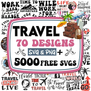 Pacote de Viagem Svg | Svg de Viagem Engraçado | Svg de Viagem | Clipart de Viagem | Arquivos Svg para Cricut | Svg de Férias | Silhueta | Png de Viagem