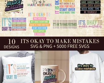 Psychische Gesundheitsangelegenheiten SVG: Es ist in Ordnung, Fehler PNG zu machen (Digitaler Download)