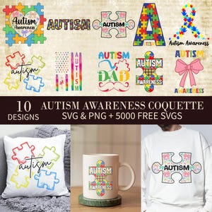 Autism Awareness Coquette-bundel png, iedereen communiceert anders png, autisme-svvg, autismemaand, Autism Mom png