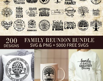 Paquete SVG de reunión familiar: Diseños de árboles (descarga digital)