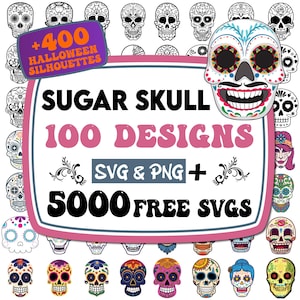 Totenkopf mit Zuckerschädel | Mexikanischer Zuckerschädel Clipart | Blumen Zucker Schädel geschnitten Datei | Tag Der Toten Png | Zuckerschädel |