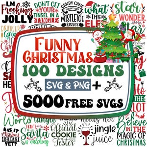 Ensemble Svg Noël drôle | Noël signe Svg | Joyeux Noël Svg | Décorations de Noël Svg | Hiver Svg | Noël Noël | Père Noël Svg