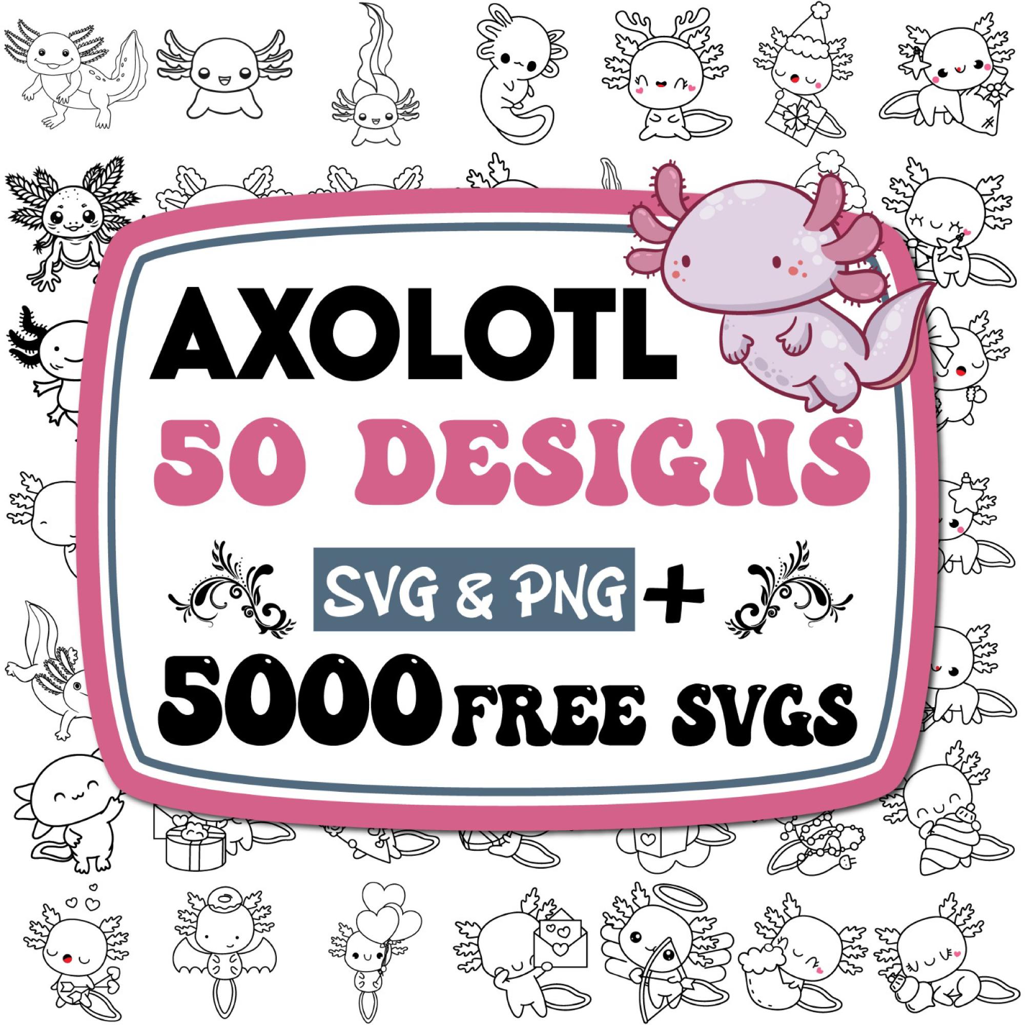 Paquete SVG de axolotl / Axolotl de dibujos animados / Axolotl floral Svg / Arte lineal de axolotl / Axolotl lindo Svg / Axolotl lindo Png / Axolotl divertido Svg