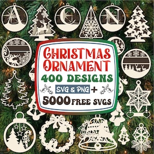 Ensemble Svg d'ornement de Noël | Fichiers découpés au laser 3 couches d'ornement | Boules de Noël, décorations d'arbre, artisanat à suspendre | Fichiers Svg d'ornement