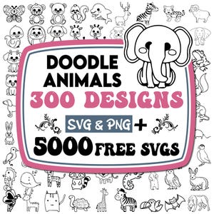 Dierenkrabbel SVG-bundel | Schattige safari- en boerderijdieren | Doodle-svg | Svg's voor de kinderkamer | Dierenillustraties, perfect voor knutselen en ontwerpen voor kinderen