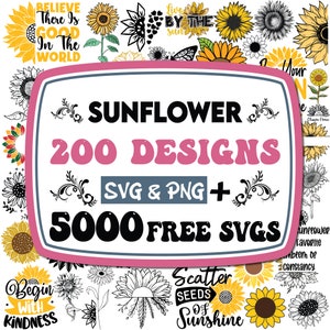 Ensemble SVG tournesol | Tournesol Svg | Svg citations tournesol |  Tournesol PNG | Svg fleur | Monogramme Svg | Demi tournesol Svg | Couper fichier Cricut