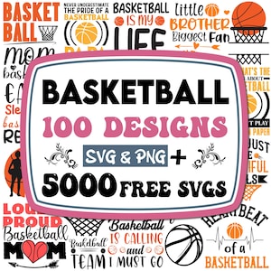 Lot de basket-ball SVG | Ensemble PNG de basket-ball | Clipart basket-ball | Silhouette de basket-ball | Fichiers de coupe SVG de basket-ball pour Cricut | Chemise de l'équipe