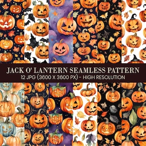 Jack O' Lantern papier naadloze patronen, Halloween lantaarn plakboekpapier, papieren lantaarn abstracte kunst, pompoen spookachtige vibes, lantaarn SVG