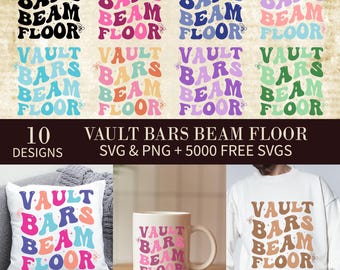 Gymnastik SVG Bundle: Tresor, Balken, Boden - Groovy Letters (Digitaler Download