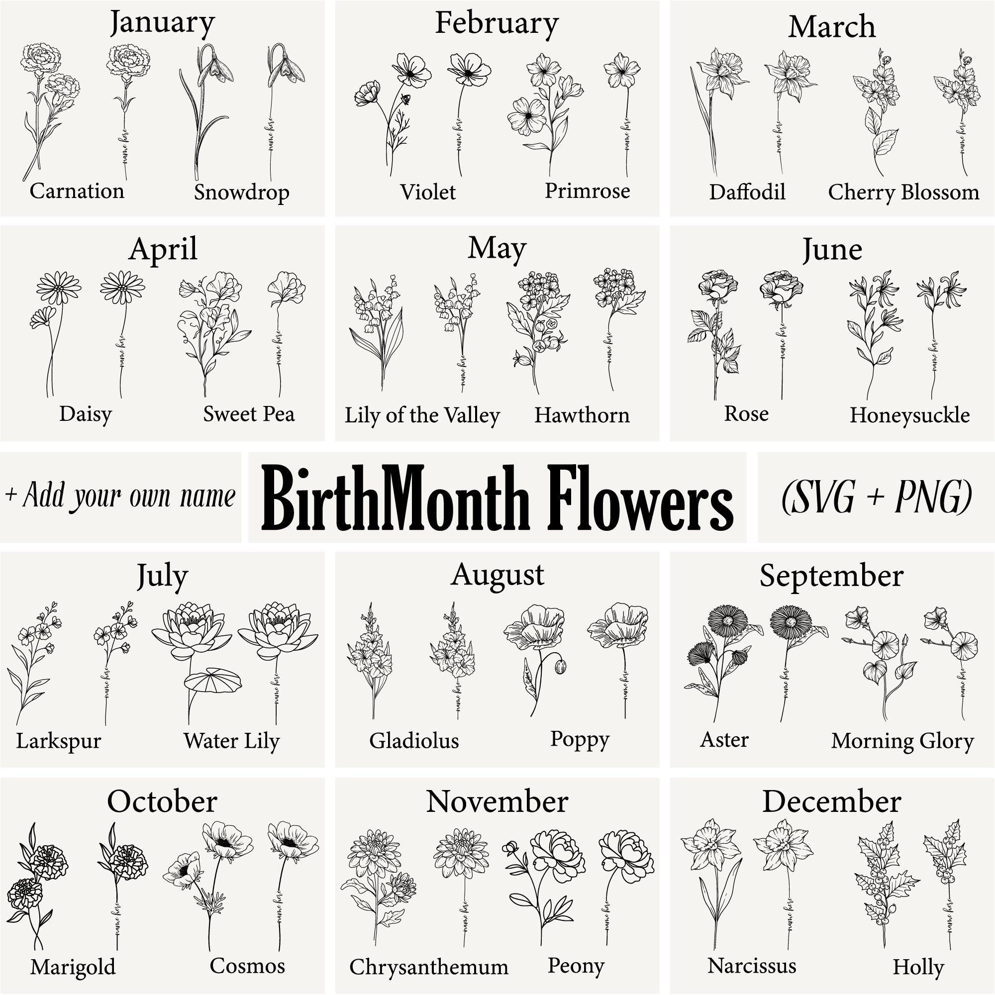 July & November Birth Flower Tattoo Ideas
