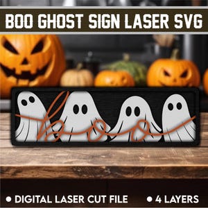 Boo Ghost Sign Laser-SVG | Boo Ghost Framed laserbord | Halloween ingelijste SVG | Herfstlaser-svg | Glowforge Laser Ghost-bestand | Glowforge Fall