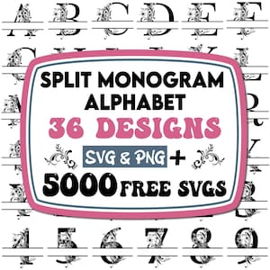 Geteiltes Monogramm SVG Bundle | verschüttete Buchstabe zwar | Alphabet Cliparts, | Nachname SVG | Familienname Rahmen | Kommerzielle Nutzung Cut Files SVG, Png