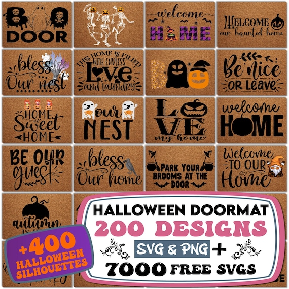 Halloween Doormat Svg Bundle, Halloween Door Mat Digital Download, Halloween Welcome Sign Svg, Trick or Treat Wipe your Feet, Welcome Boo