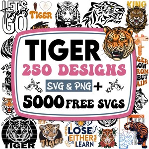 Tijger SVG-bundel | Tijgers png | Tijger gezicht Svg | Tijgerpoot Svg | Tijgerklauw Svg | Safari-svg | Ga tijgers Svg | Tijgers mascotte Svg
