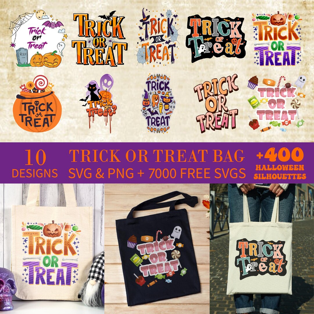 Trick or Treat Bag Svg | Kids Halloween Svg | Retro Ghost Png | Bag of ...