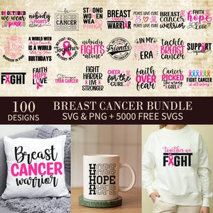 Cancro al seno Svg, Cancro al seno Png, Pacchetto cancro al seno, Sublimazione citazione di lotta, Consapevolezza del cancro, Nastro rosa Png, Nastro rosa di consapevolezza