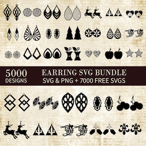 5000 Leather Earring Svg | Earring Svg | Earring Svg Bundle | Earring Cut Files | Faux Leather Earring Svg | Laser Cut Earrings | SVGs