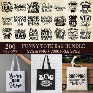 Funny Tote Bag Svg Bundle | Tote Bag Quotes Svg | Tote Bag Sayings Svg | Tote Bag Png | Mom Bag Svg | Market Bag Svg | Cut Files For Cricut