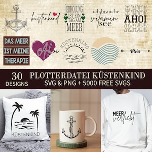 German Nautical Svg Bundle, Plotterdatei Sommer, Hamburg Svg, Moin Svg, Meer Svg, Wilkommen Svg, Plotterdatei Küstenkind, German Svg, Cricut
