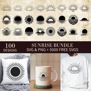 Sunset SVG Bundle, Sun SVG Cricut, Sunrise Clipart, Sunrise Cut File, Sun PNG,  , Sunrise Cricut, Sunset Silhouette, Instant Download