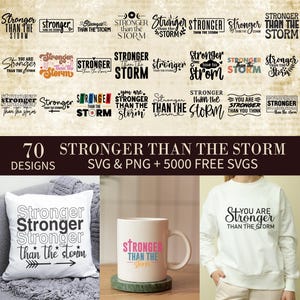Eres más fuerte que la tormenta Svg Bundle, Diseños de camisas de manga svg, Mujeres fuertes svg, Citas inspiradoras Svg, Afirmación positiva svg