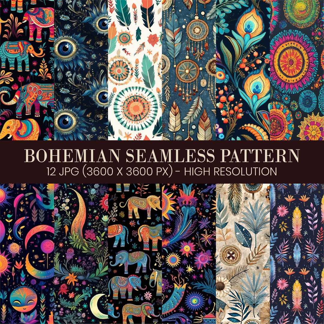 Bohemian Seamless Patterns: Chic Digital Paper Bundle (digital Download ...