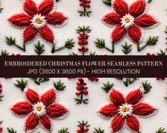 Weihnachts-Stickerei-Blumen-Muster: festliches Scrapbook-Papier (JPG)