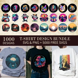 1000+ T-Shirt Designs Bundle, Artistic T-Shirt Designs, Colorful Tshirt PNG,Modern T-Shirt for Men Woman Kids,Digital Download,Retro T-Shirt