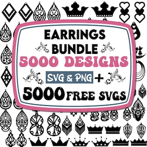 5000 pendientes de cuero SVG / Pendientes SVG / Paquete de pendientes SVG / Archivos de corte de pendientes / Pendientes de cuero sintético SVG / Pendientes cortados con láser / SVG