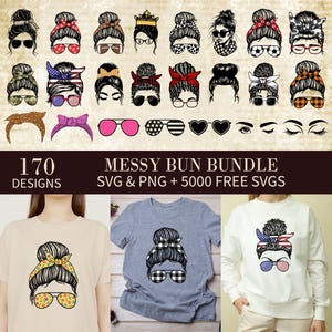 Messy Bun SVG Bundle , Sunglasses SVG, mom skull SVG, Mom Life svg, mom and daughter svg, Mom life Kid Life Png,  Cricut Silhouette