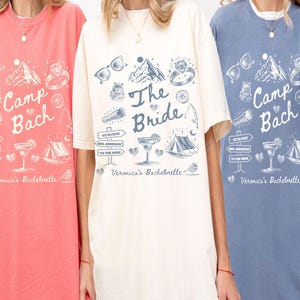 Camp Bachelorette Party Shirt: Doodle Hiking Tee, Personalized Bridal Party