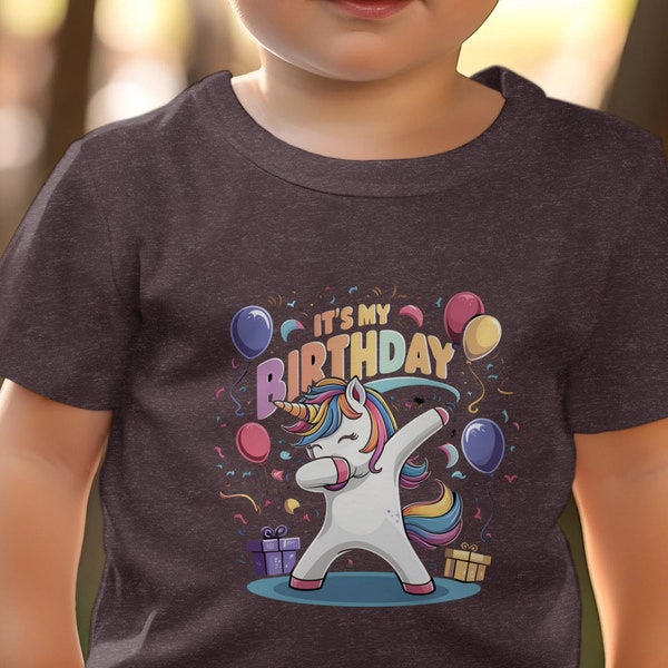 Kids Birthday Unicorn T-Shirt, Colorful It's My Birthday Graphic Tee, Gift for Children