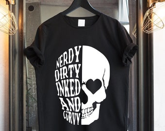 Nerdy Dirty Inked Curvy Skull Tee - Women's Graphic T-Shirt