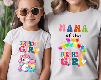 Unicorn Birthday Girl Shirt, First Bday Family Matching Custom Name Age Tee
