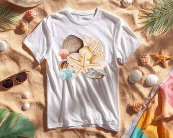 Summer Beach Shirt - Comfort Colors Seashell Oyster Mothers Day T-Shirt - Ocean Lover Gift Tee