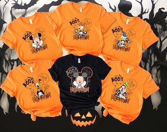 Disney Halloween Shirt, Halloween Matching Shirt, Disney Mickey and Friends Characters Halloween Balloons Tee, Disney Halloween Skeleton Tee