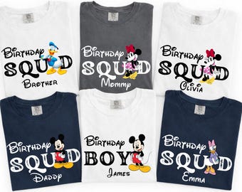 Comfort Colors Custom Disney Birthday Boy Girl Squad Shirt - Family Matching Mickey Minnie Daisy and Friends Disneyland Trip Top