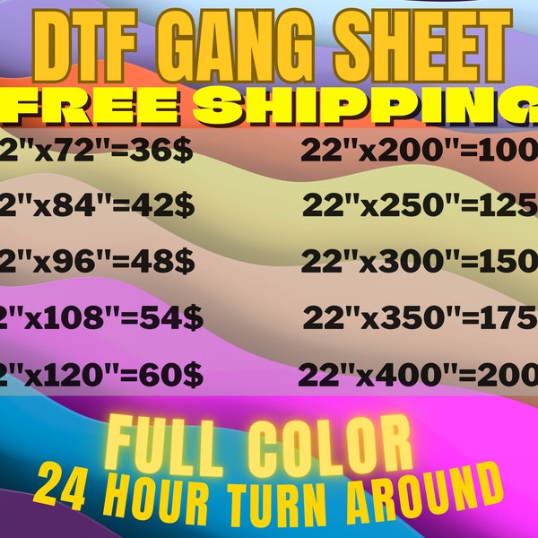 Dtf Transfer Bulk Sale - Gang Sheet Print - Ready to Press and Ship Same Day - Direct to Film - Bulk Printing