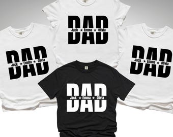 Custom Dad Fathers Day T-Shirt, Father's Days Gift Shirt with Kids Names Tee