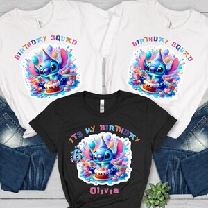 Disney Lilo and Stitch Birthday Shirt, Custom Squad T-Shirt, Family Matching Tee image 4