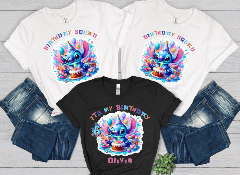 Disney Lilo and Stitch Birthday Shirt, Custom Squad T-Shirt, Family Matching Tee image 4