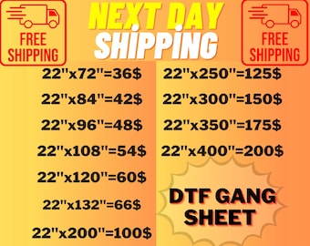 Bulk DTF Transfers - Gang Sheet Print for Bulk Printing Same Day Ready to Press - Ultra Mega Direct to Film  Customizable Designs for Tees